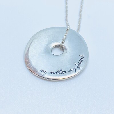My Mother My Friend STERLING SILVER 925 Disc Mothers s Day Gift Round Signed 18 