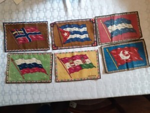 6 VINTAGE  TOBACCO FELT FLAGS  5” X 8”