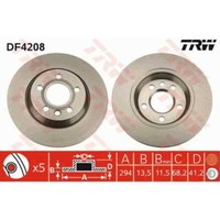Trw 2X Bremsscheibe Hinten 294 Voll FüR Vw Transporter Iv Bus 70XB 70XC