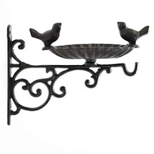 Sungmor Cast Iron Bird Feeder with Hanging Bracket, Vintage Wall Mount Bird Bath