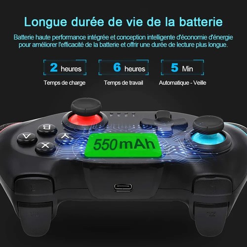 Manette PC sans Fil Compatible Nintendo Switch, Bluetooth, Rechargeable - Photo 5/6