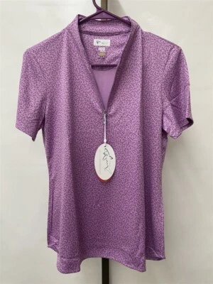 Greg Norman Lavender Hummingbird Print Tulip Short Sleeve Golf Polo Choose Size