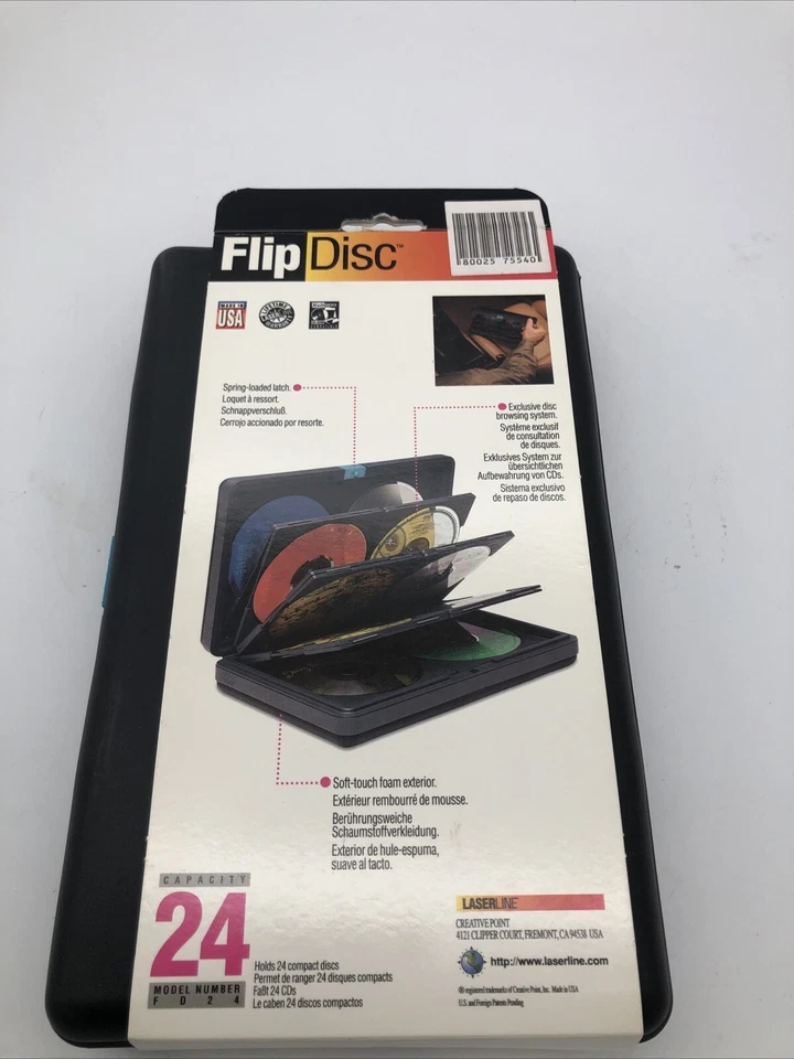 Disco abatible vintage Laserline 24 capacidades estuche de transporte nuevo modelo FD24 CD discos de juego Foto 4 de 4
