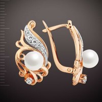 Rotgold Ohrringe Mit Kleinen Perlen Und Cz Ohrringe SüßWasser Rose Gold 585 Neu