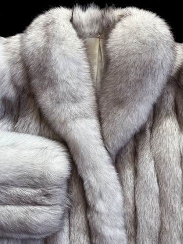 Norwegian FOX Fur Coat, Ivory Bridal Bolero Jacket, Brown White Winter Wedding - Picture 4 of 10