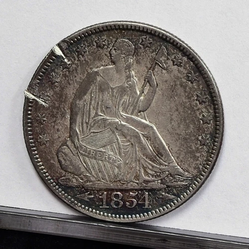 1854 Liberty Seated Half Dollar - AU Details, Heavy Rim Damage (#59625-L)