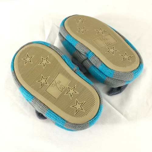 Toddler Boys Knit Slippers Dog Slip On Striped Blue Gray US Size 7/8 - Picture 4 of 4