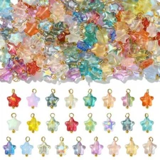 150pcs Glass Star Charms Glitter Star Pendants Dangle Charms for Jewelry Making