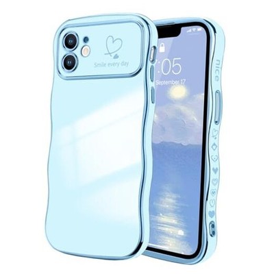  for Case for Women Girls, Cute Wave Frame Curly Shape with iPhone 11 Baby Blue