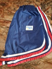 Vtg California Shores SWIM TRUNKS XL 40-42 Surf Polo Red White Blue Excellent