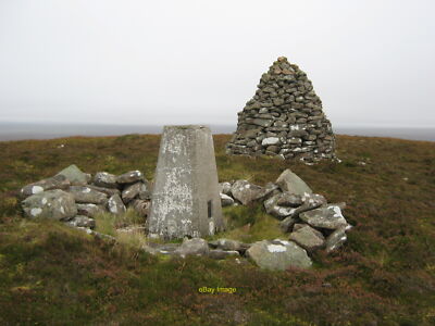 Photo 6x4 Trig point and summit cairn Ben Alisky The trig point and 2+met c2010