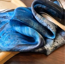 Pure 12 Momme Silk Wrap Scarf Bandanna lakes Print Square Shawl 20’’new