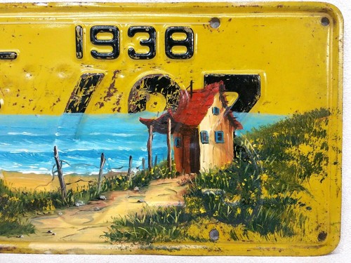 Vintage 1938 California Licence Plate Embossed Steel - 第 3/4 張圖片