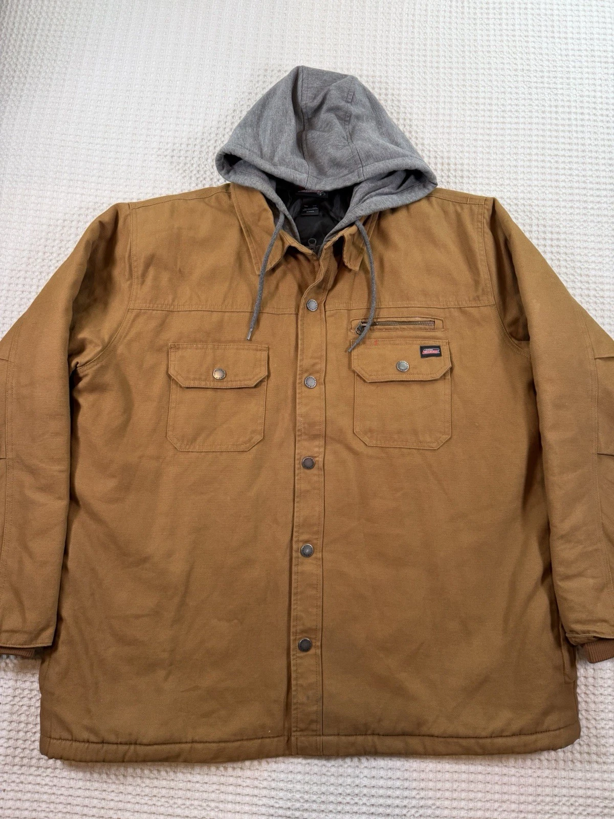 Dickies Brown Hooded Insulated Work Jacket Quilted Lining Size 2XL