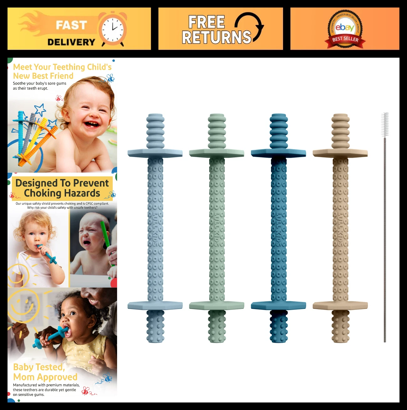 Silicone Baby Teething Toys 0-12 Months, Textured Chew Sticks & Freezable Straws
Opens in a new wind