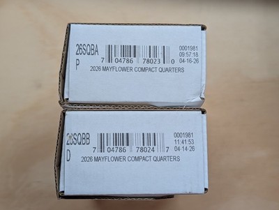 2026 P & D Mayflower Compact Quarter 2x 100 Coin Bags 26SQBA 26SQBB OGP UNOPENED