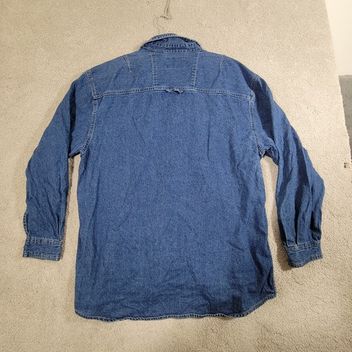 Vintage Wrangler Hero Shirt Mens Large Blue Pearl Snap Denim Western Cowboy - Picture 6 of 8