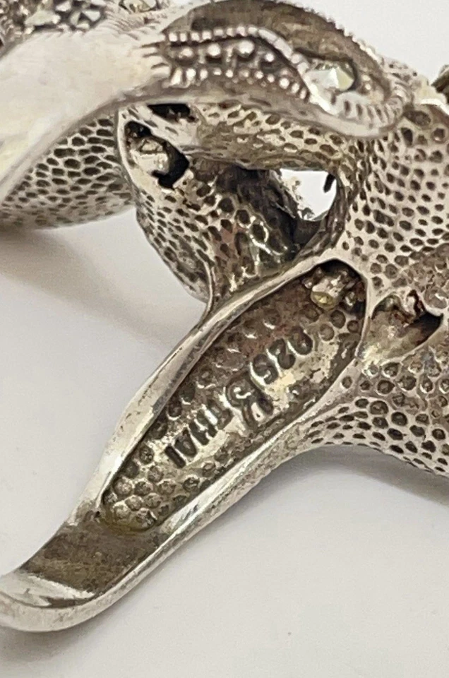 925 Sterling Silver  Vintage Marcasite Flower Motif Cocktail Ring Sz 6 RG23309 - Image 3 of 4