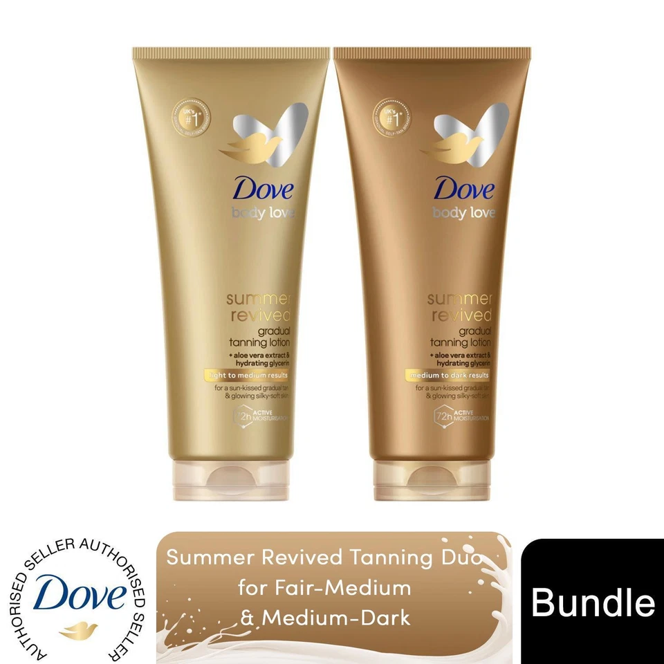 6 Pack Dove DermaSpa Summer Revived Gradual Self Tan Body Lotion, 200ml