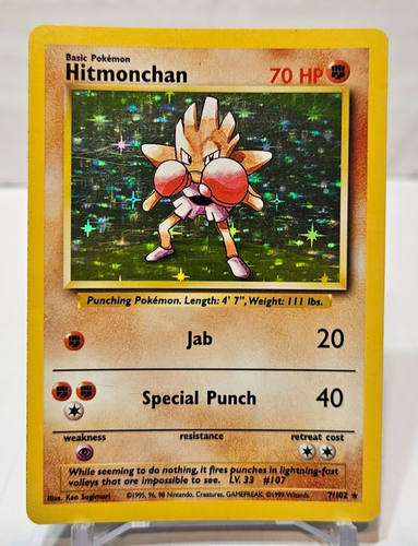 Hitmonchan 7/102 Holo Rare Unlimited Base Set Pokemon 7297