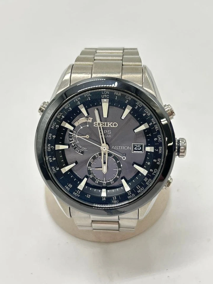 Reloj solar de cuarzo para hombre Seiko Astron SBXA003 7X52-0AA0 usado caja dañada Foto 2 de 4