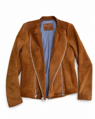 AMAZING MJB Marc Jacques Burton Suede Biker Jacket Handmade In Italy S 38