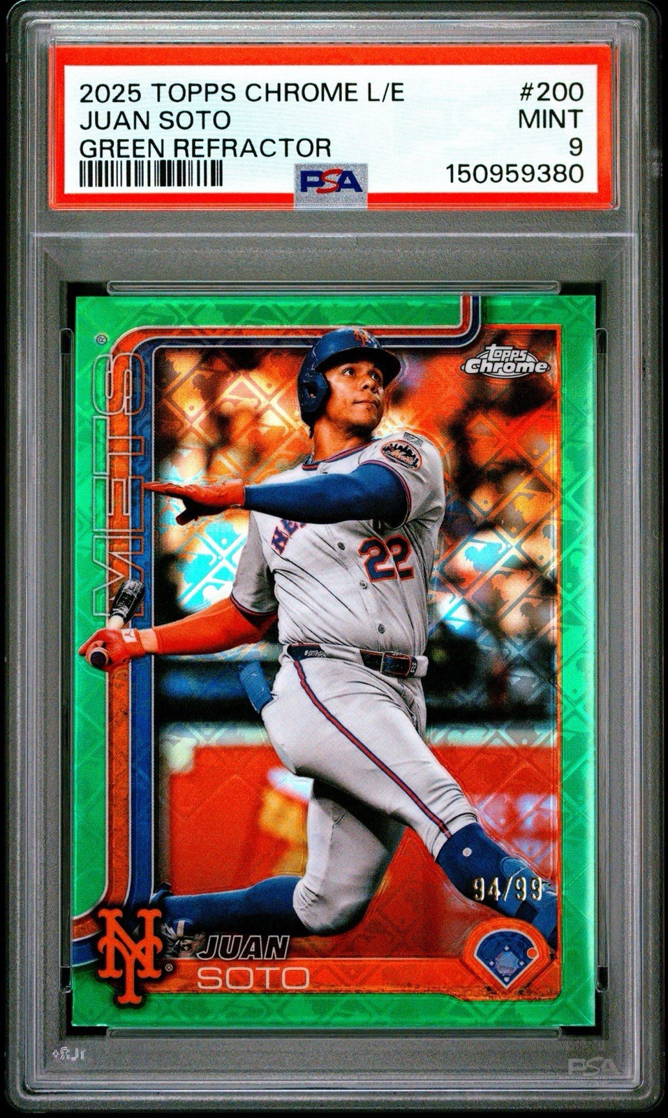 2025 Topps Chrome LF/E - Juan Soto #200 Green Refractor /99 PSA 9