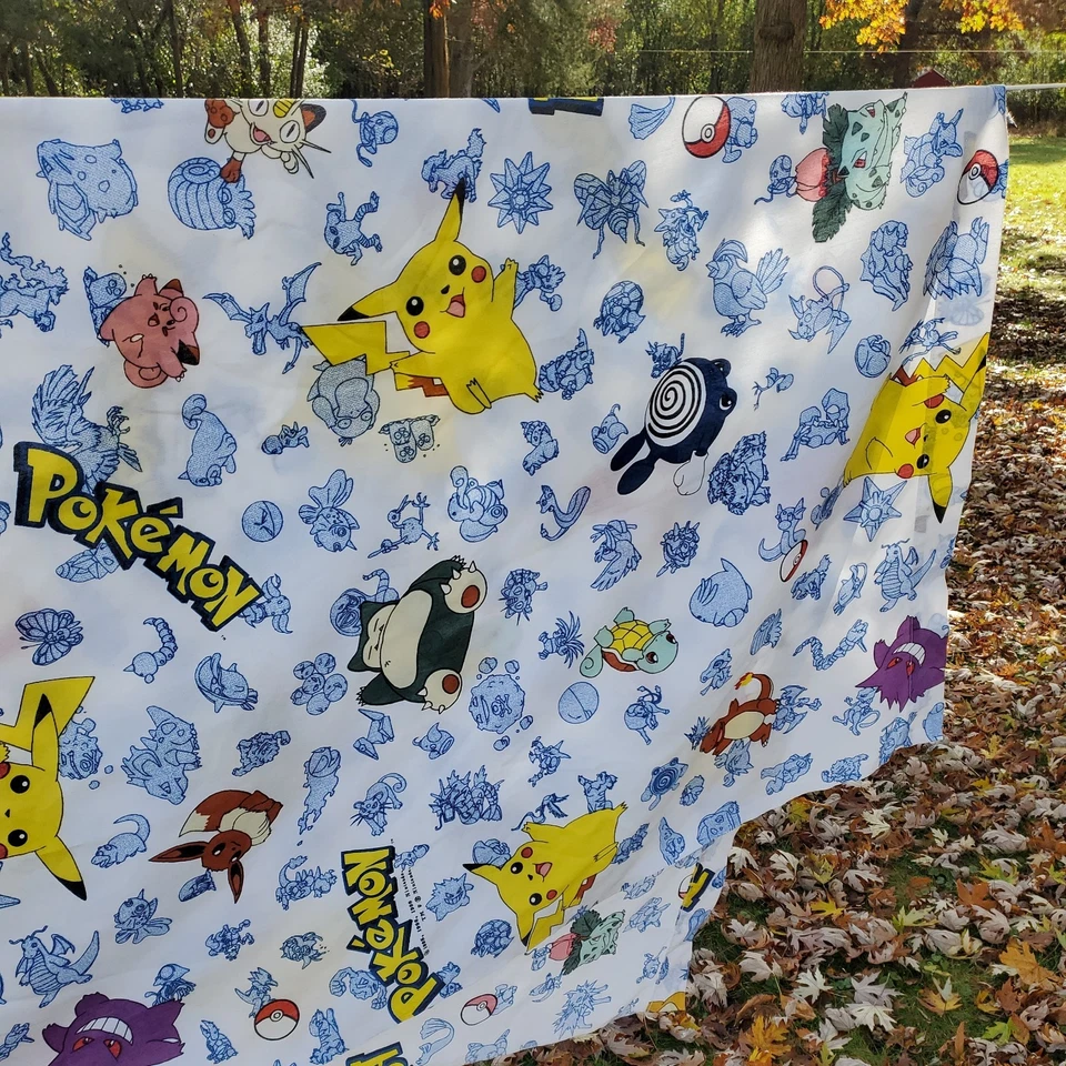 Lençol de cama vintage Nintendo Pokemon 1998 topo plano duplo 66" x 90" - Imagem 4 de 4