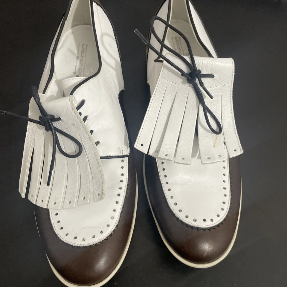 Walter Genuin Mujer Zapatos de Golf Talla 40 Eu Italia Punta de Ala Estilo Marrón Y Blanco Foto 4 de 4