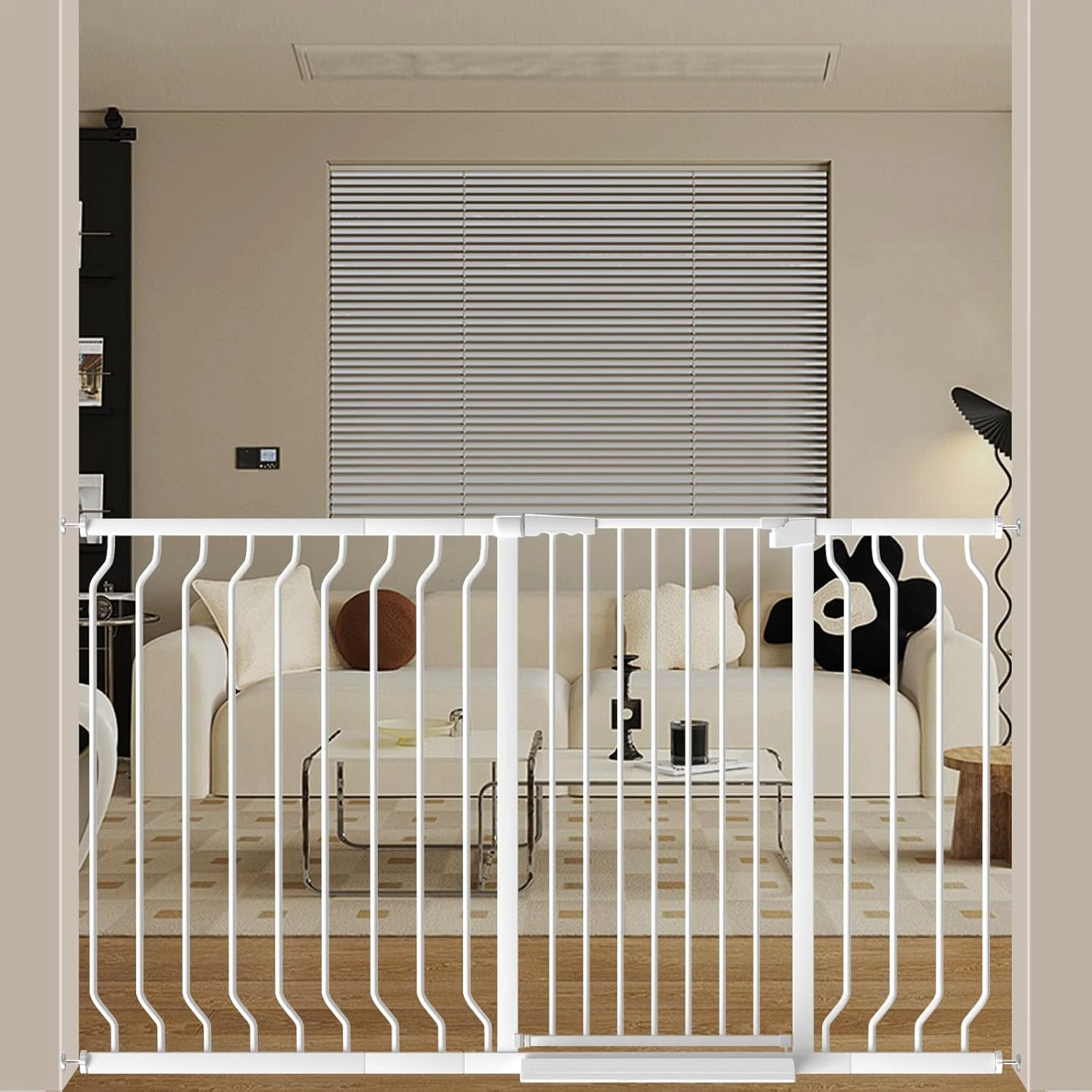 White 40.55" Extra Tall Wide 29.92-62.60" Baby Gate Pressure Mounted Walk throug