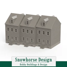 Brick Rowhouse Style 2 - 3 Pack | Small Urban Collection (HO Scale 1:87)