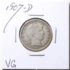 1907-D 25C Barber Liberty Head Quarter Dollar in VG Condition #7363