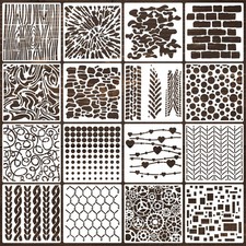 Mixed Media Art Stencils 16 PCS 6x6 Inch Reusable Texture Abstract Stencils