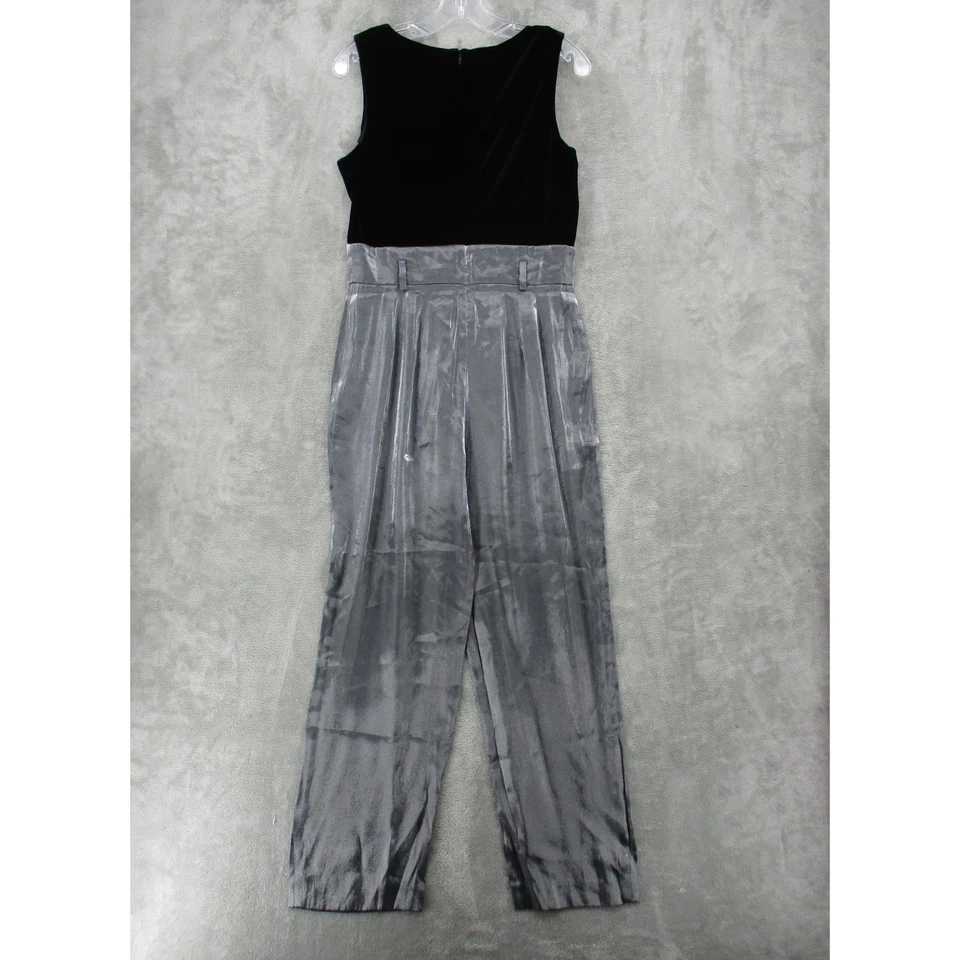 Mono Jessica Howard Mujer 10 Pequeño Terciopelo Metálico Iridiscente Pierna Ancha Cremallera Foto 2 de 4