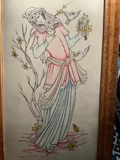 Antique Original Vintage Signed Arabic Persian Miniature Portrait Oil Painting