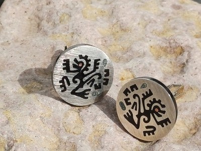 Taxco Mexico H. Arriaca signierte Manschettenknöpfe, Sterling Ozomatli-Affe