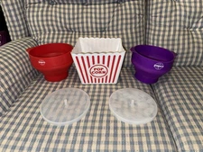 Two Popco Popcorn Maker And A Popcorn Bowl