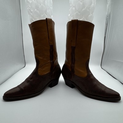 Vtg Complot European Brown Leather cowboy boots reptile skin Sz 9 Costa Rica? Vtg Complot European Brown Leather cowboy boots reptile skin  main image 4