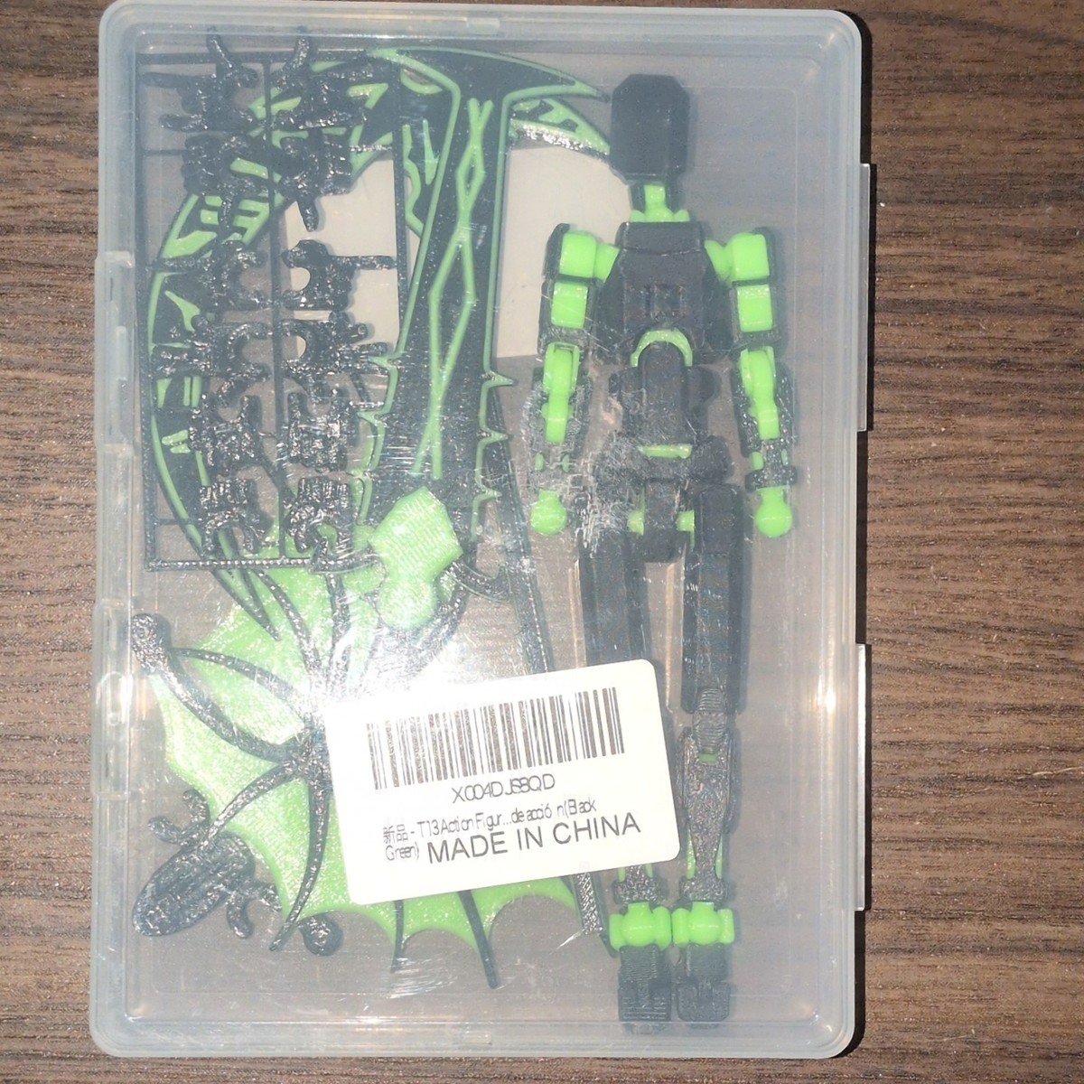 T13 Action Figure Black Green Plastic Poseable with Accessories