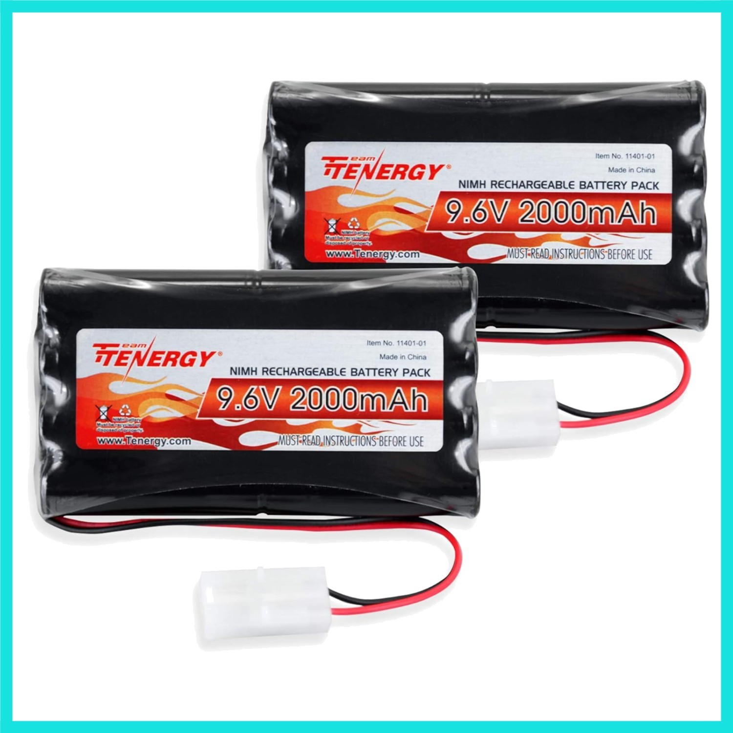 2Pack 9.6V Flat NiMH Battery Packs for RC Car, High Capacity 8-Cell 2000mAh R...