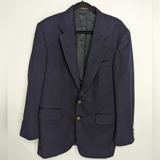 Men's OSCAR DE LA RENTA Sportcoat 41R Navy Blue 2 Button Wool Blazer Jacket