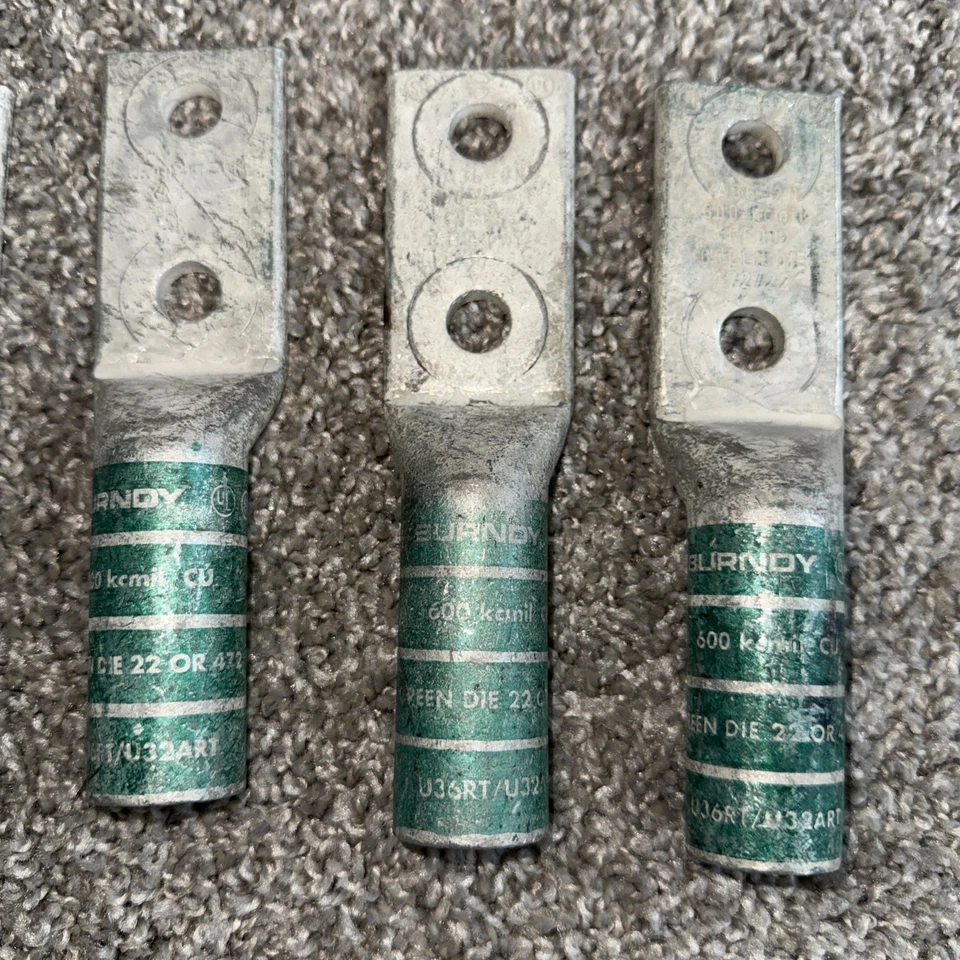 🔥 (5) lot BURNDY YA362N 2-Hole Lug Compression 600 kcmil 1-3/4"-1/2” hole - Image 3 of 4