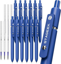 Blue Gel Pens, 12Pcs Quick Dry Blue Ink Pens with 3 Extra Refills, Fine Point Re