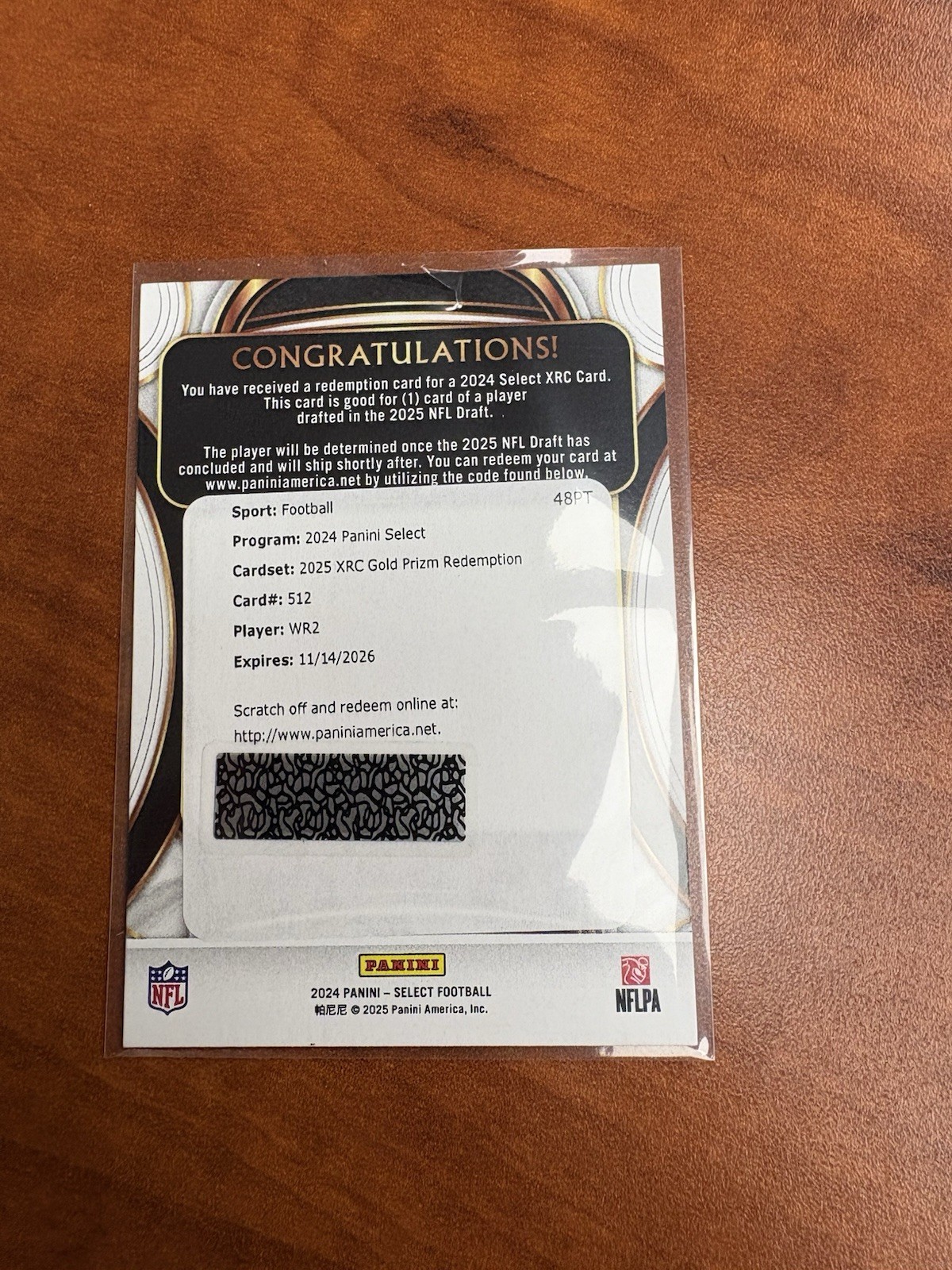 2024 Panini Select Gold /10 XRC Redemption WR2. Tetairoa McMillan