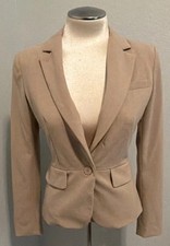 New York  Company Beige One-Button Collared Lined Blazer Womens 2