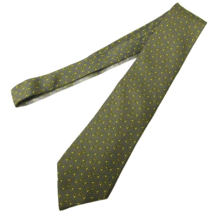 HERMES Regular Tie Patterned Silk Green Yellow Men - image 2