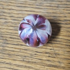 Vintage Marble Shooter Large Floral Purple Hand Made 1-1/4" Marble 1.29"