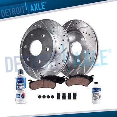 Rear Drilled Disc Brake Rotor Brake Pad for 2007-2017 Ford Expedition Navigator