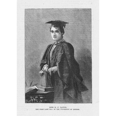 Miss Clara Dawes First Lady M.A at London University - Antique Print 1884