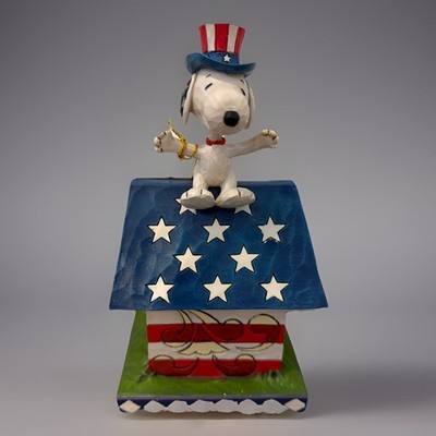 Jim Shore Peanuts Snoopy Home of the Brave Figurine Patriotic Flag 